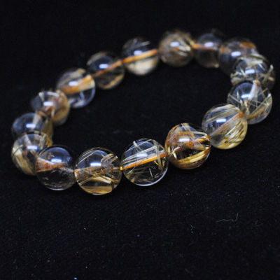 东海县盛饰珠宝 编号TLG02110150001.05纯天然发晶钛晶圆珠手链鉴赏