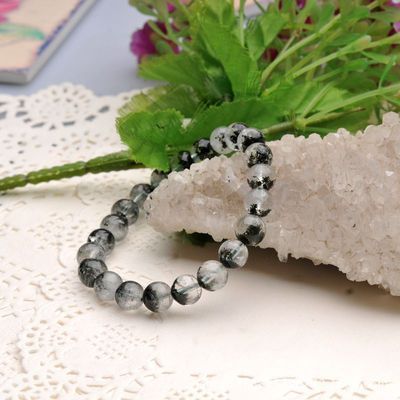 新年潮流之选 纯天然精品8mm绿幽灵圆珠手链